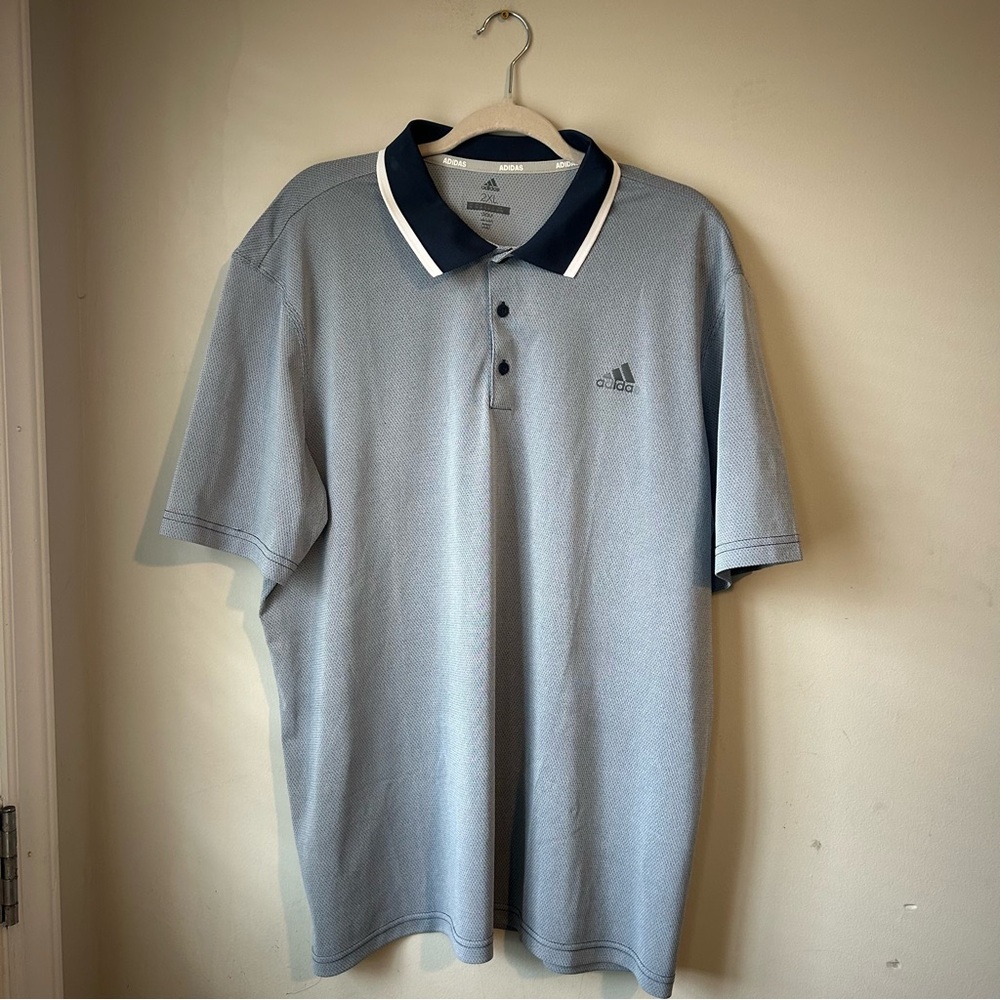 Adidas Mens Golf Polo Light Blue Grey Size‎ 2XL